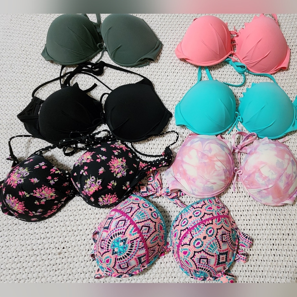 Victoria’s Secret Malibu Fabulous Push-Up Swim Bikini Top LOT OF 7! 34DDD & 36DD